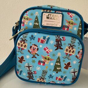 Loungefly Starwars Blue Holiday Christmas Mini Bag Disney The Child Mandalorian